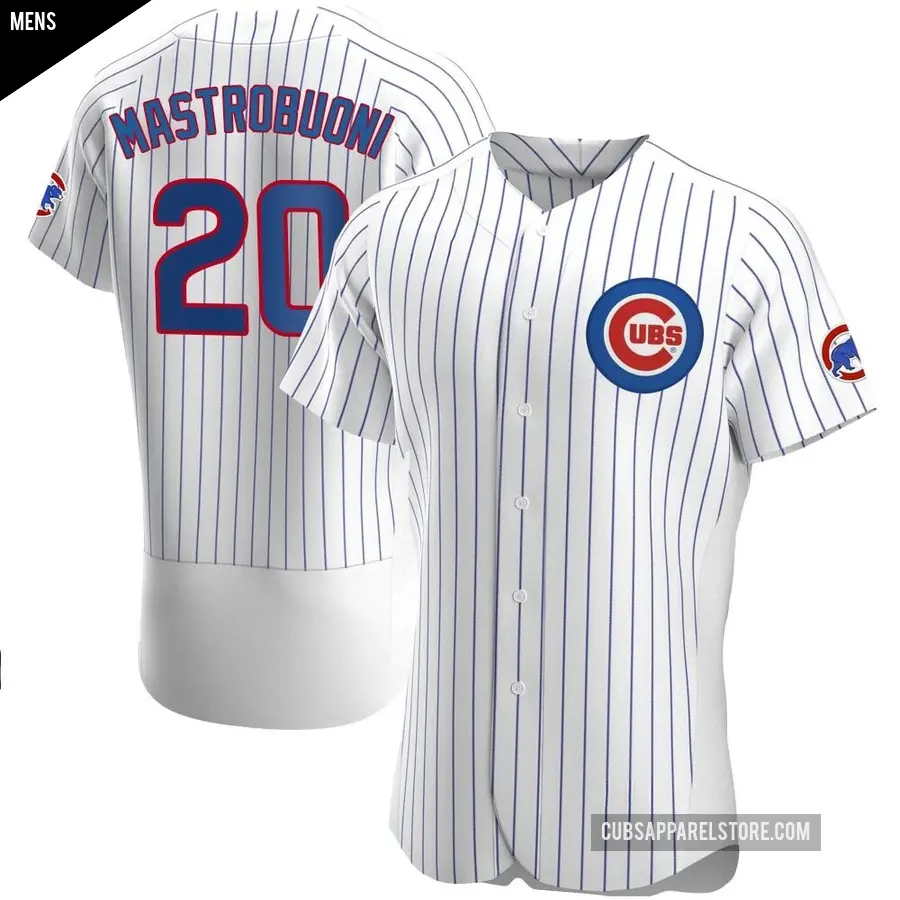 Men's Chicago Cubs ＃20 Miles Mastrobuoni Authentic White Home Jersey