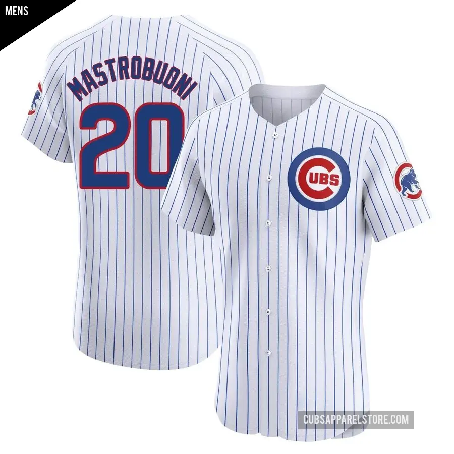 Men's Chicago Cubs ＃20 Miles Mastrobuoni Elite White Home Jersey