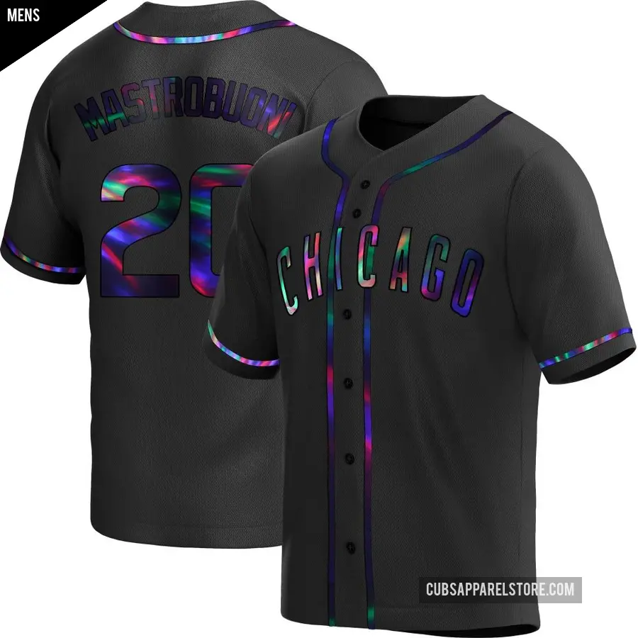 Men's Chicago Cubs ＃20 Miles Mastrobuoni Replica Black Holographic Alternate Jersey