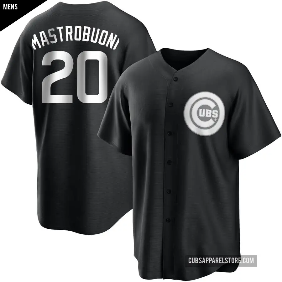 Men's Chicago Cubs ＃20 Miles Mastrobuoni Replica Black/White Jersey