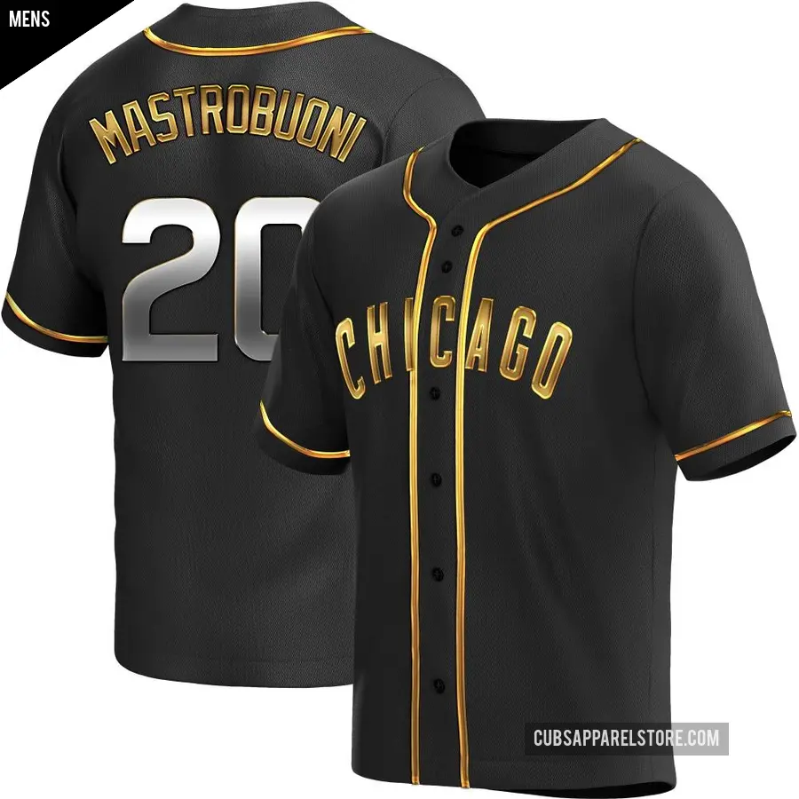 Men's Chicago Cubs ＃20 Miles Mastrobuoni Replica Gold Black en Alternate Jersey