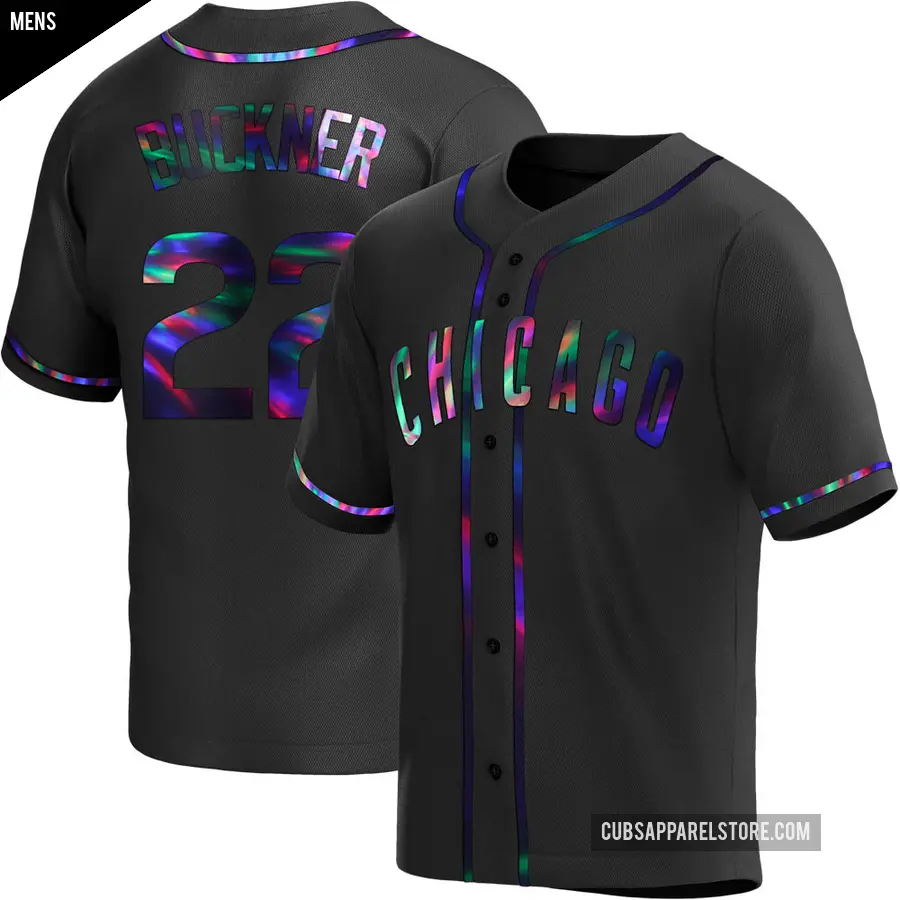 Men's Chicago Cubs ＃22 Bill Buckner Replica Black Holographic Alternate Jersey