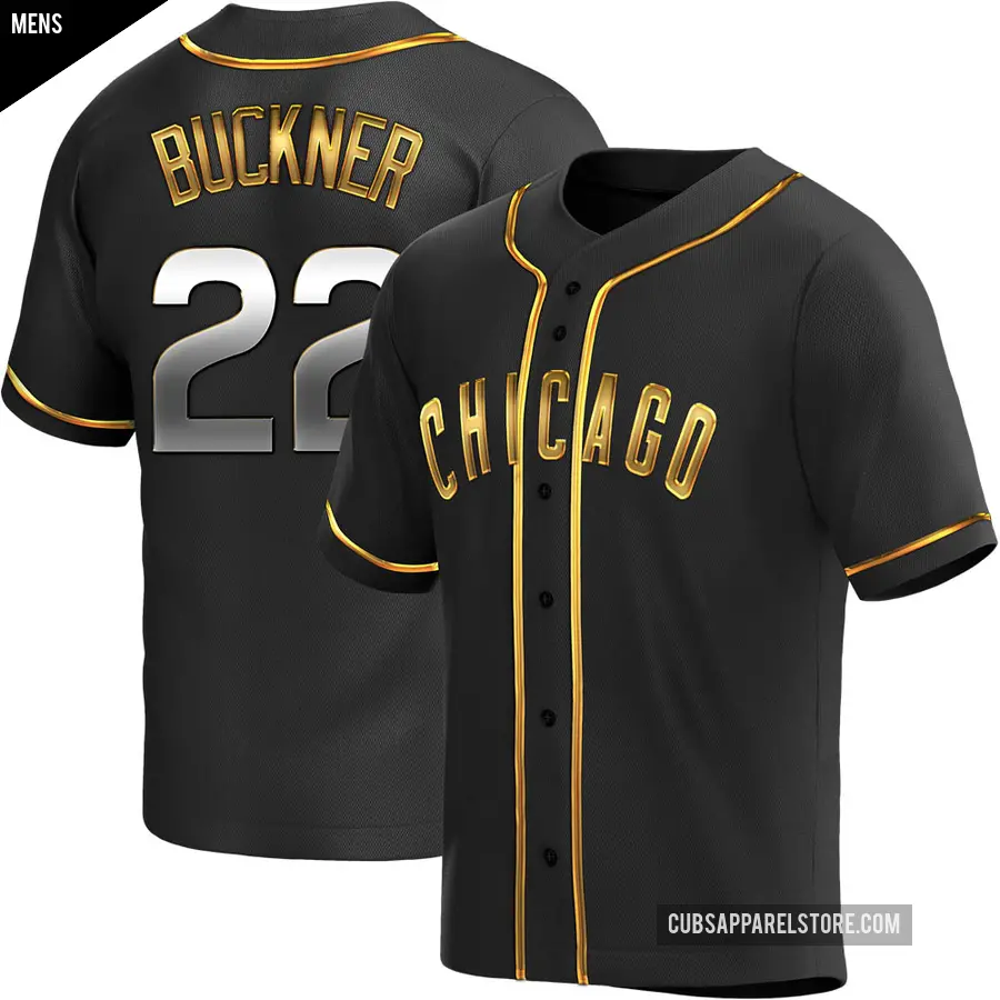 Men's Chicago Cubs ＃22 Bill Buckner Replica Gold Black en Alternate Jersey