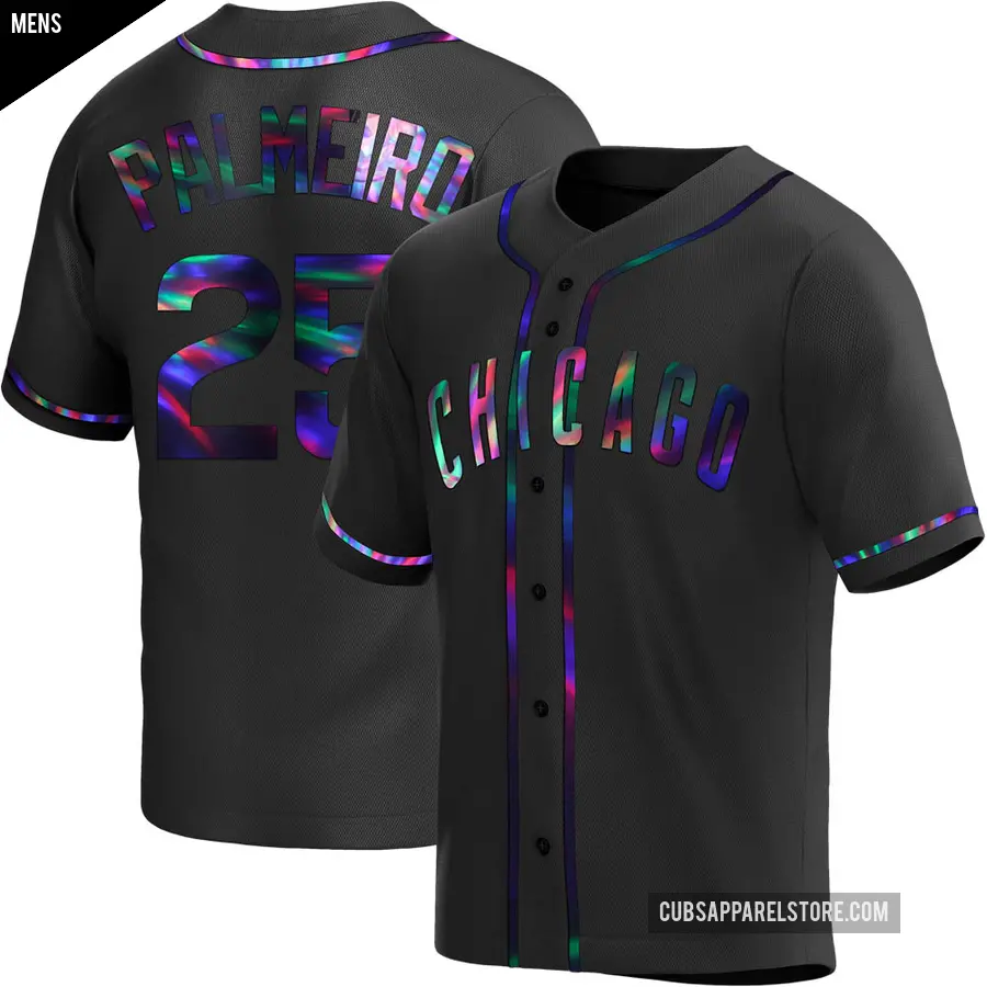 Men's Chicago Cubs ＃25 Rafael Palmeiro Replica Black Holographic Alternate Jersey