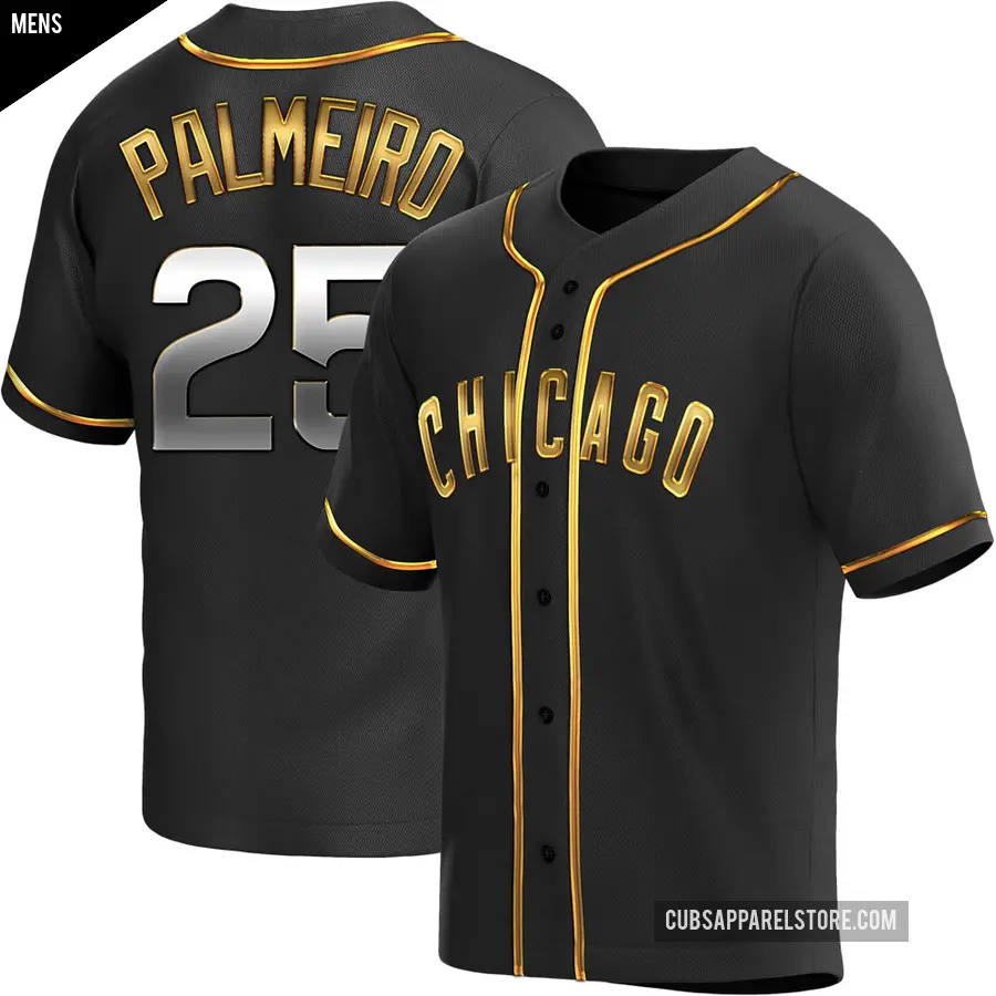 Men's Chicago Cubs ＃25 Rafael Palmeiro Replica Gold Black en Alternate Jersey