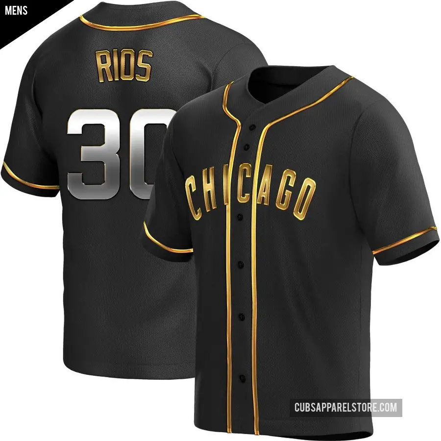 Men's Chicago Cubs ＃30 Edwin Rios Replica Gold Black en Alternate Jersey