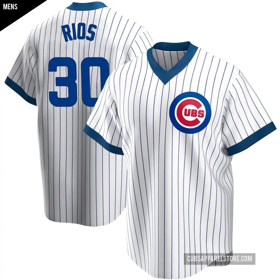 Men's Chicago Cubs ＃30 Edwin Rios Replica White Home Cooperstown Collection Jersey