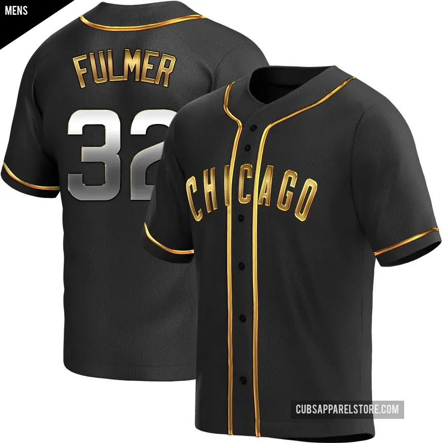 Men's Chicago Cubs ＃32 Michael Fulmer Replica Gold Black en Alternate Jersey