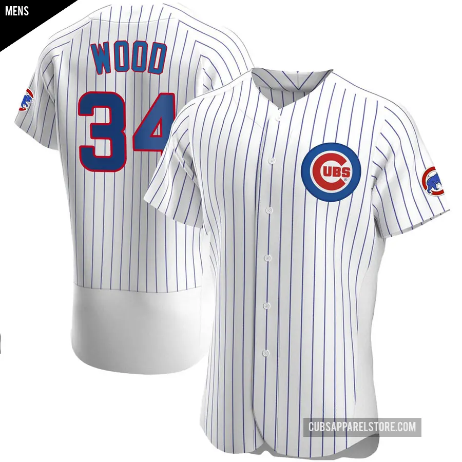 Men's Chicago Cubs ＃34 Kerry Wood Authentic White Home Jersey