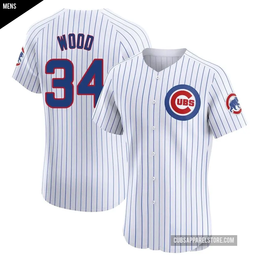 Men's Chicago Cubs ＃34 Kerry Wood Elite White Home Jersey