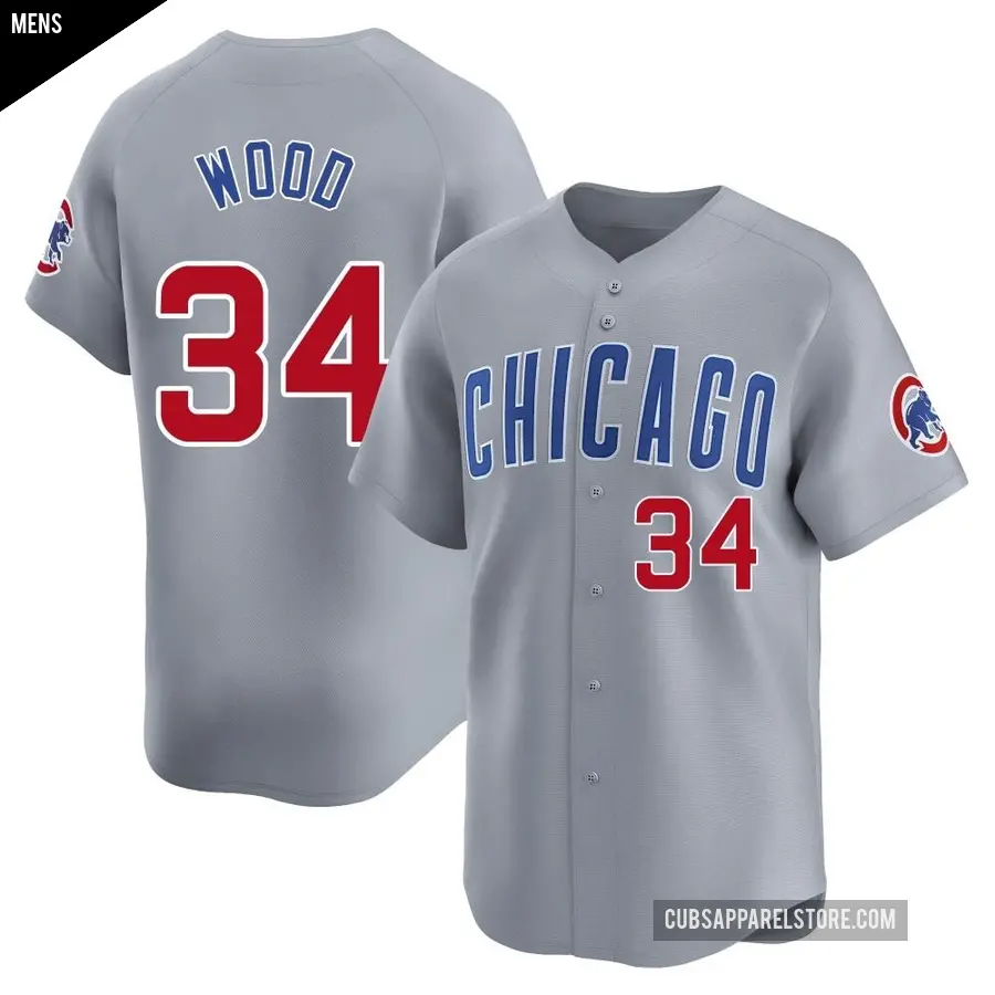 Men's Chicago Cubs ＃34 Kerry Wood Limited Gray Road Jersey