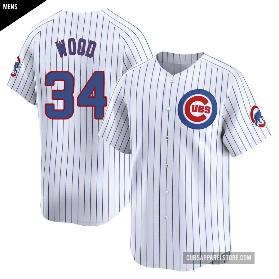 Men's Chicago Cubs ＃34 Kerry Wood Limited White Home Jersey