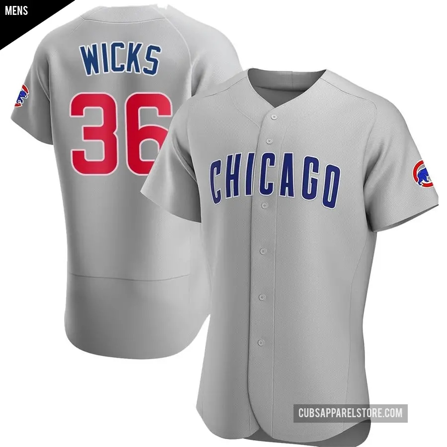 Men's Chicago Cubs ＃36 Jordan Wicks Authentic Gray Road Jersey