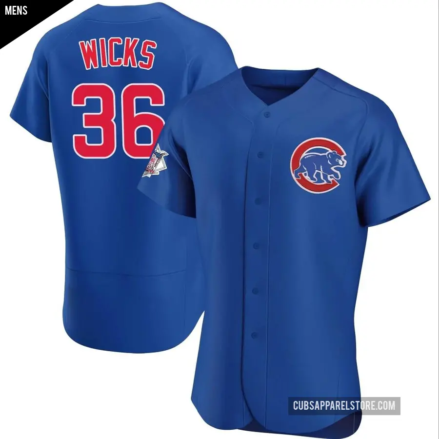 Men's Chicago Cubs ＃36 Jordan Wicks Authentic Royal Alternate Jersey