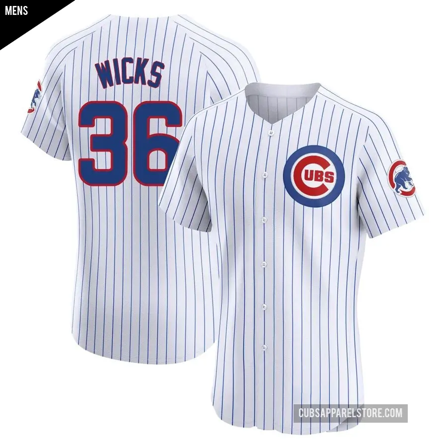 Men's Chicago Cubs ＃36 Jordan Wicks Elite White Home Jersey