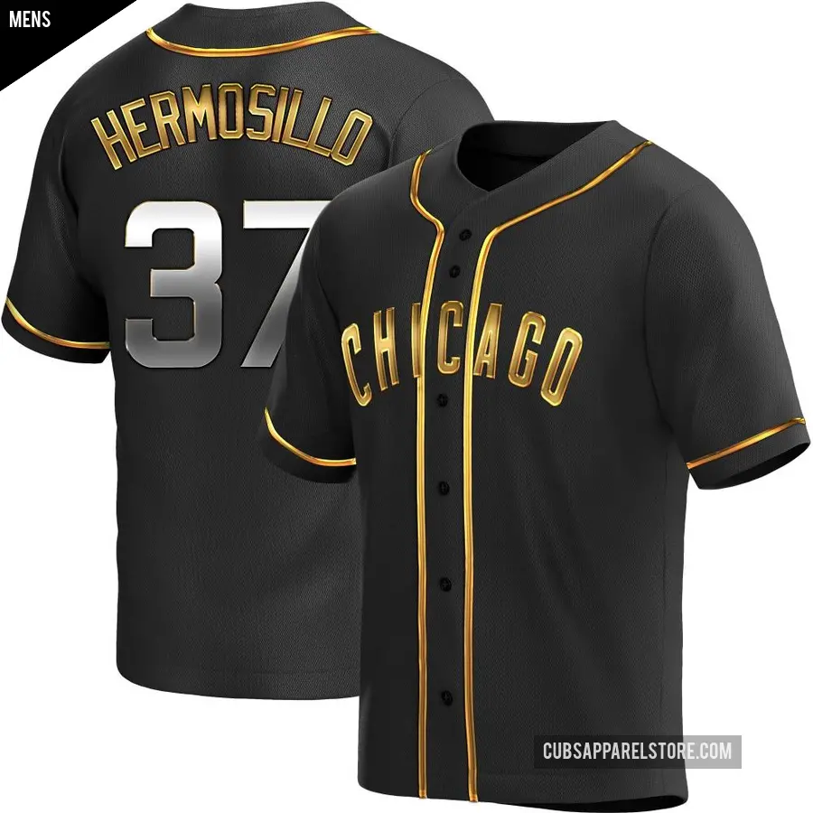 Men's Chicago Cubs ＃37 Michael Hermosillo Replica Gold Black en Alternate Jersey