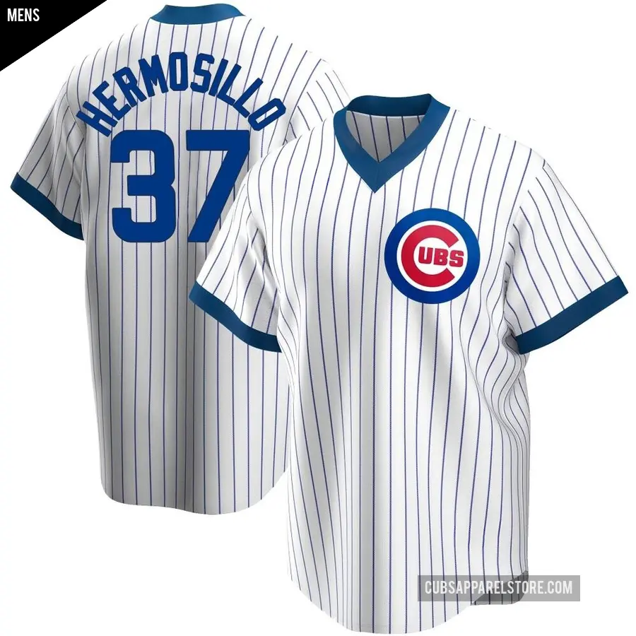 Men's Chicago Cubs ＃37 Michael Hermosillo Replica White Home Cooperstown Collection Jersey