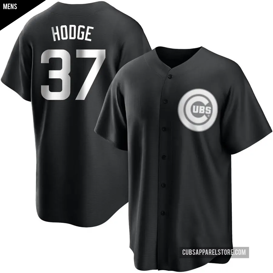 Men's Chicago Cubs ＃37 Porter Hodge Replica Black/White Jersey