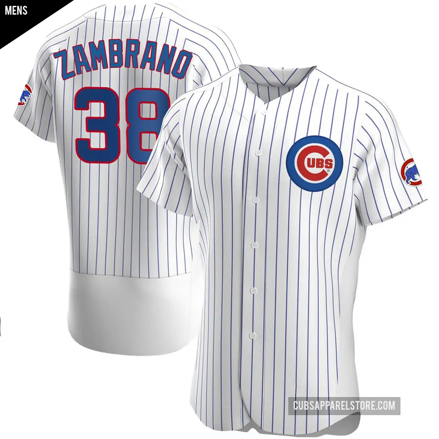 Men's Chicago Cubs ＃38 Carlos Zambrano Authentic White Home Jersey