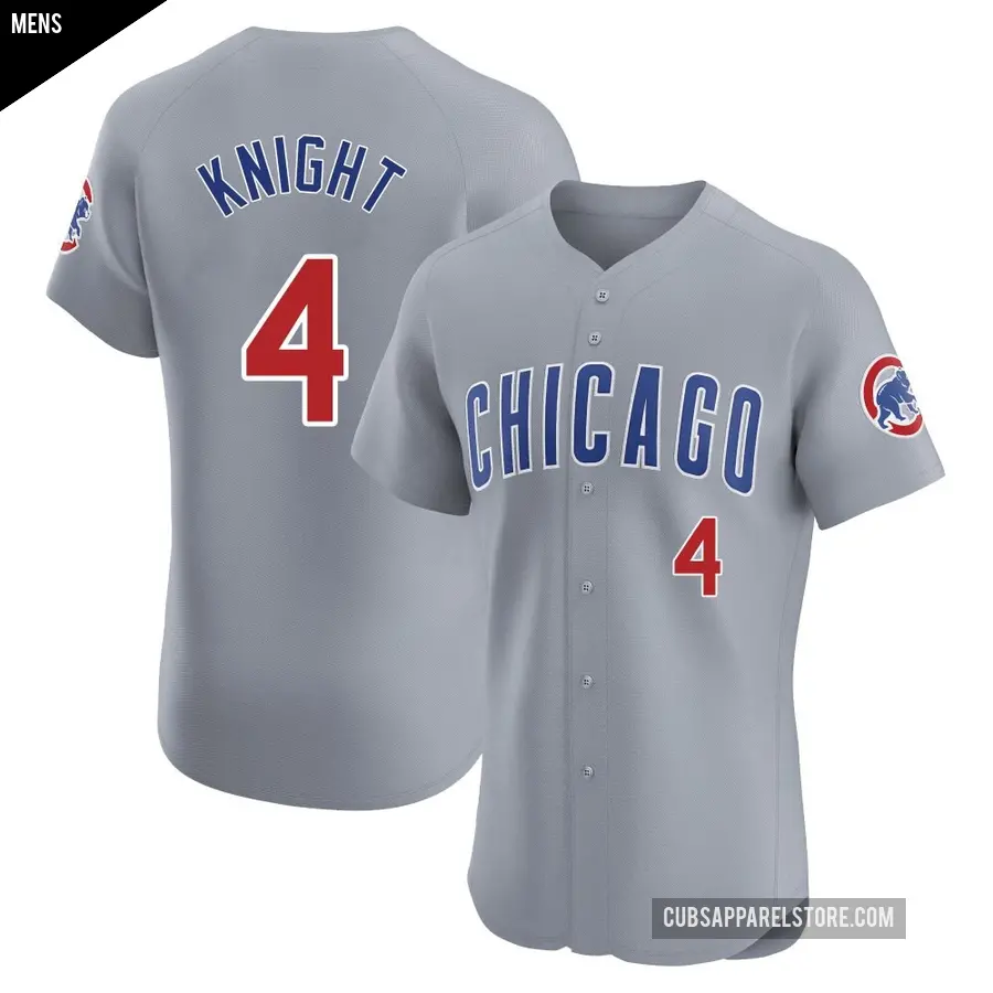 Men's Chicago Cubs ＃4 Caleb Knight Elite Gray Road Jersey