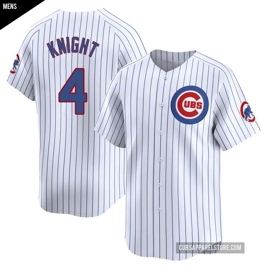 Men's Chicago Cubs ＃4 Caleb Knight Limited White Home Jersey