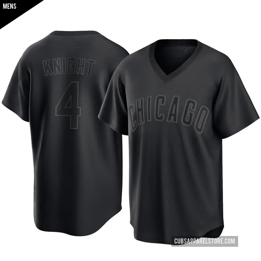 Men's Chicago Cubs ＃4 Caleb Knight Replica Black Pitch Fashion Jersey