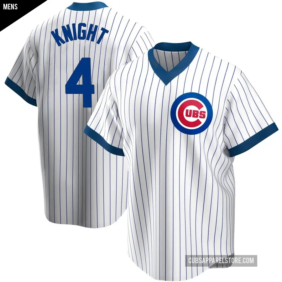 Men's Chicago Cubs ＃4 Caleb Knight Replica White Home Cooperstown Collection Jersey