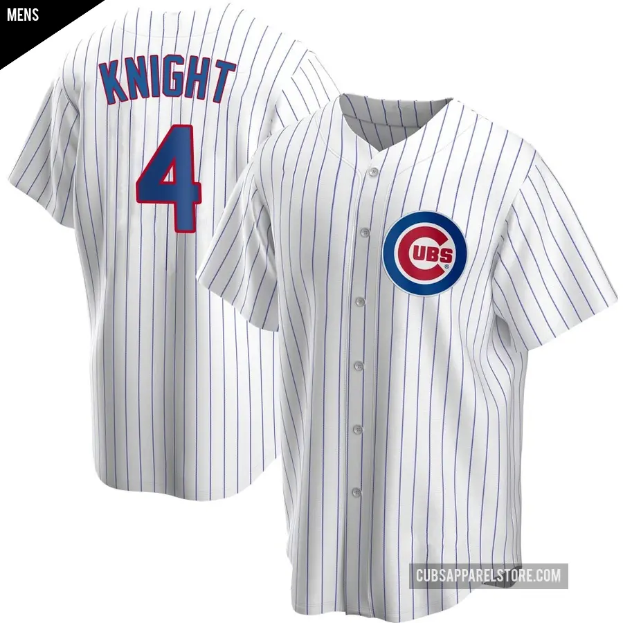 Men's Chicago Cubs ＃4 Caleb Knight Replica White Home Jersey