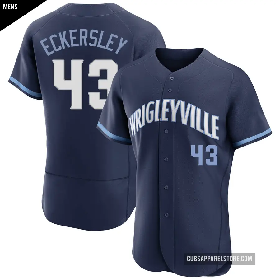 Men's Chicago Cubs ＃43 Dennis Eckersley Authentic Navy 2021 City Connect Jersey