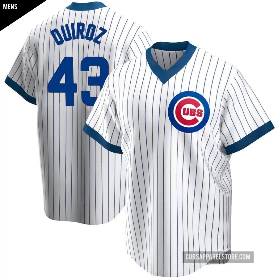 Men's Chicago Cubs ＃43 Esteban Quiroz Replica White Home Cooperstown Collection Jersey