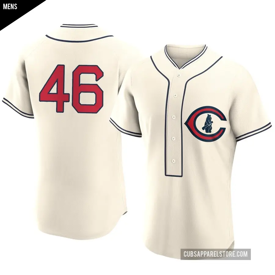 Men's Chicago Cubs ＃46 Gavin Hollowell Authentic Cream 2022 Field Of Dreams Jersey