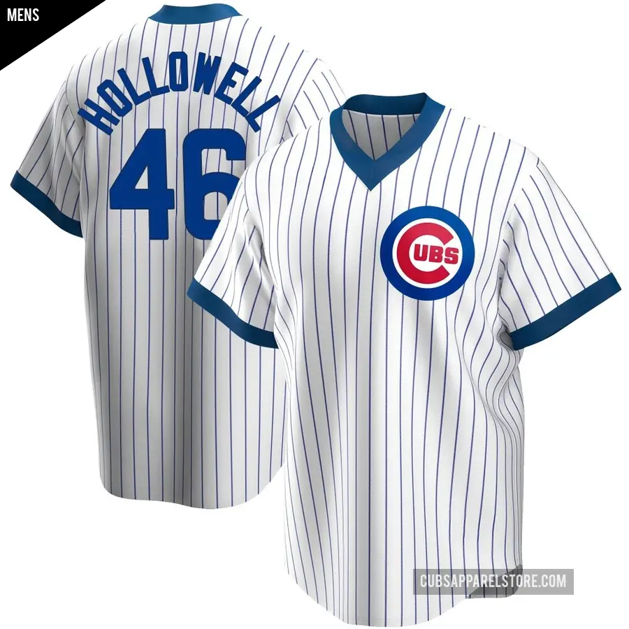 Men's Chicago Cubs ＃46 Gavin Hollowell Replica White Home Cooperstown Collection Jersey