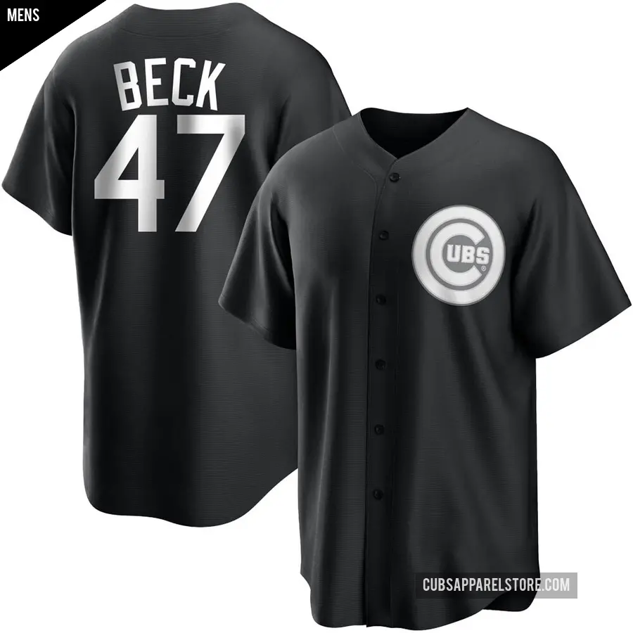 Men's Chicago Cubs ＃47 Rod Beck Replica Black/White Jersey