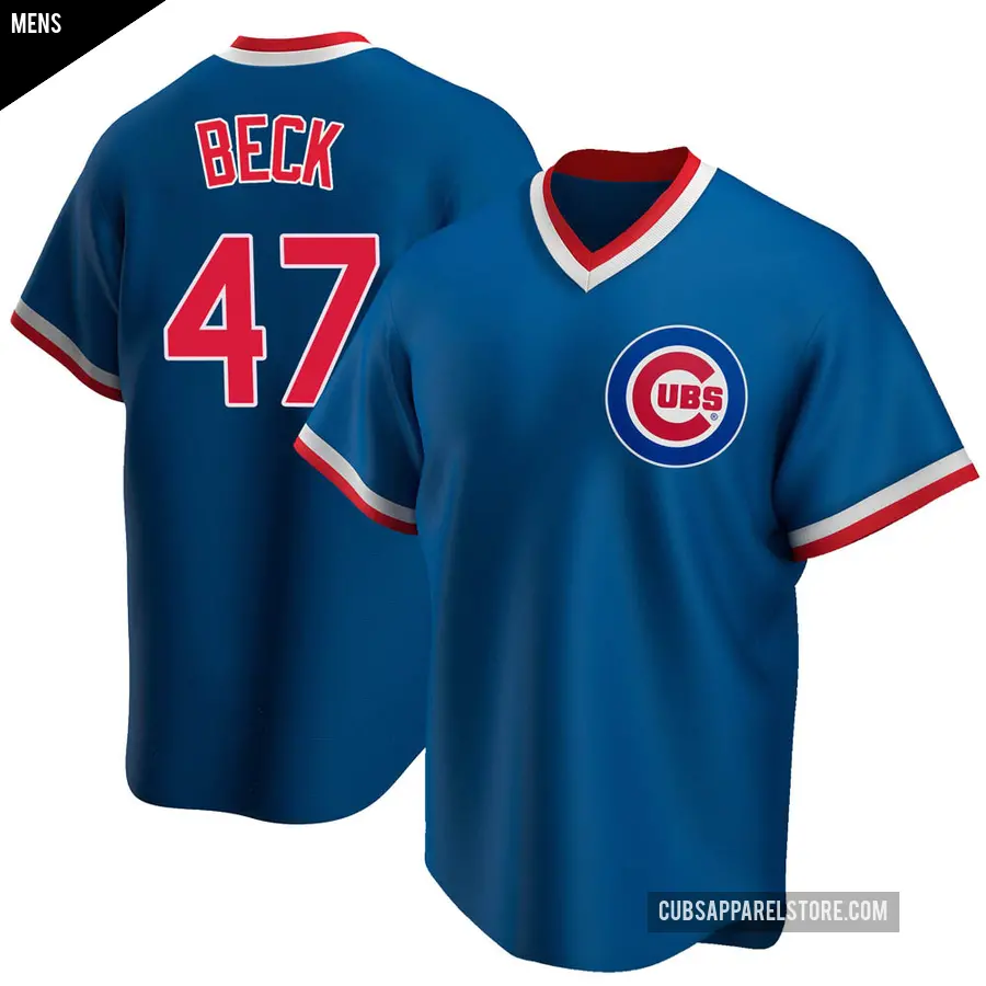 Men's Chicago Cubs ＃47 Rod Beck Replica Royal Road Cooperstown Collection Jersey