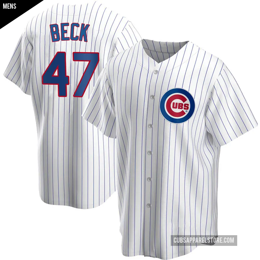 Men's Chicago Cubs ＃47 Rod Beck Replica White Home Jersey