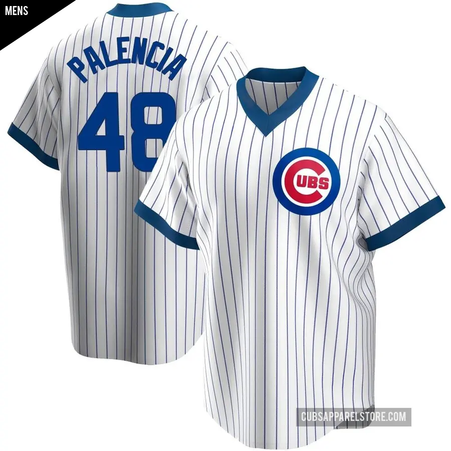 Men's Chicago Cubs ＃48 Daniel Palencia Replica White Home Cooperstown Collection Jersey