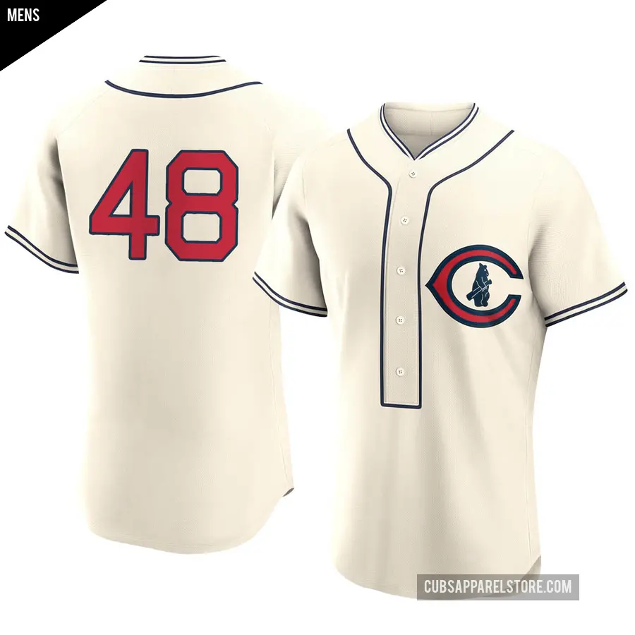 Men's Chicago Cubs ＃48 P.J. Higgins Authentic Cream 2022 Field Of Dreams Jersey