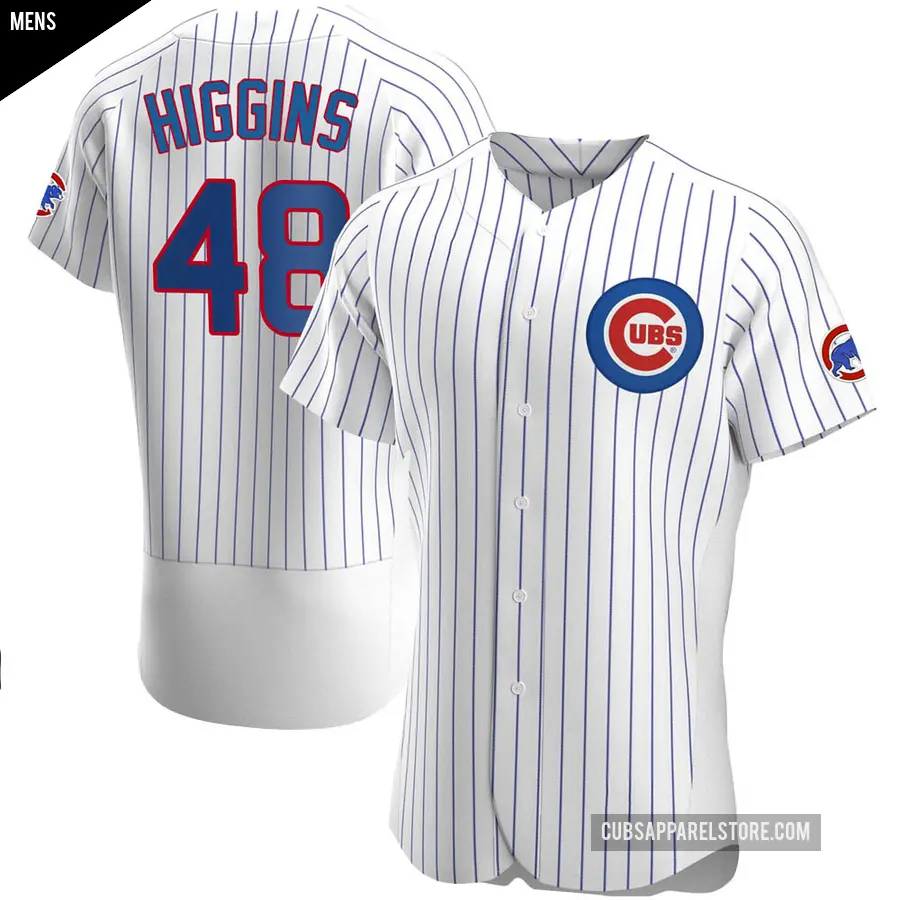 Men's Chicago Cubs ＃48 P.J. Higgins Authentic White Home Jersey