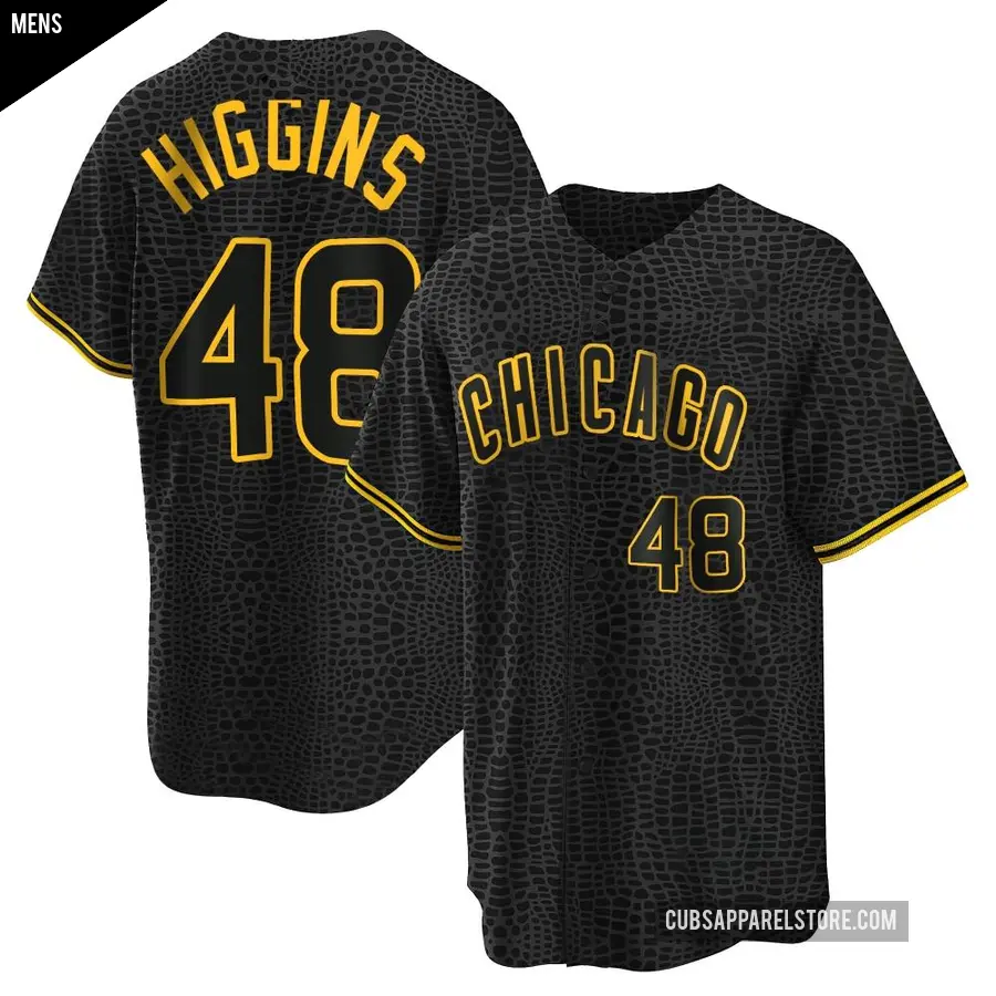 Men's Chicago Cubs ＃48 P.J. Higgins Replica Black Snake Skin City Jersey