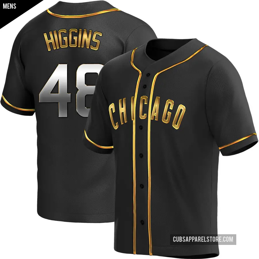 Men's Chicago Cubs ＃48 P.J. Higgins Replica Gold Black en Alternate Jersey