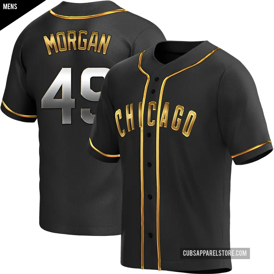 Men's Chicago Cubs ＃49 Eli Morgan Replica Gold Black en Alternate Jersey