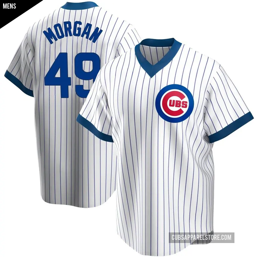 Men's Chicago Cubs ＃49 Eli Morgan Replica White Home Cooperstown Collection Jersey