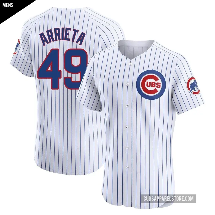 Men's Chicago Cubs ＃49 Jake Arrieta Elite White Home Jersey