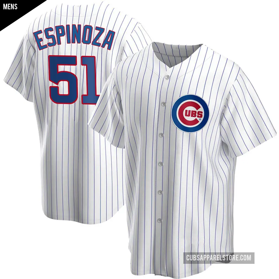 Men's Chicago Cubs ＃51 Anderson Espinoza Replica White Home Jersey