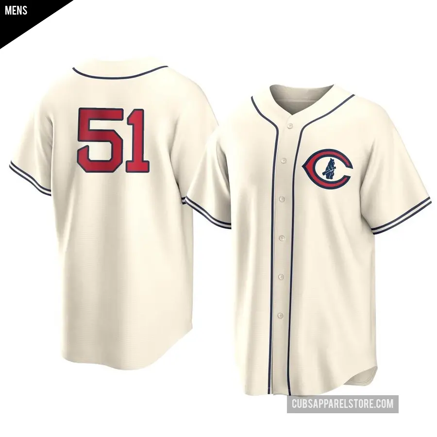 Men's Chicago Cubs ＃51 Eric Hosmer Replica Cream 2022 Field Of Dreams Jersey