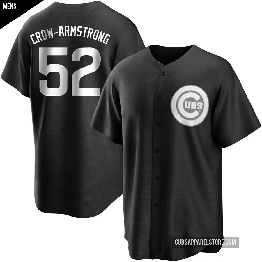 Men's Chicago Cubs ＃52 Pete Crow-Armstrong Replica Black/White Jersey