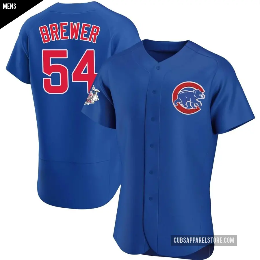 Men's Chicago Cubs ＃54 Colten Brewer Authentic Royal Alternate Jersey