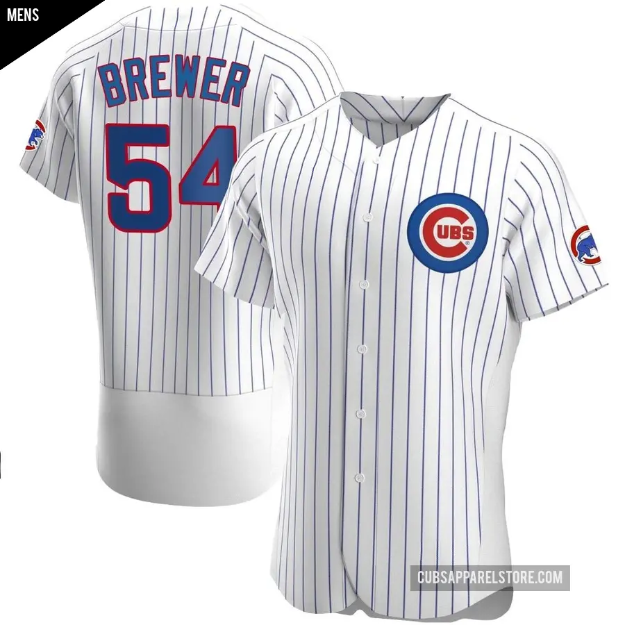 Men's Chicago Cubs ＃54 Colten Brewer Authentic White Home Jersey