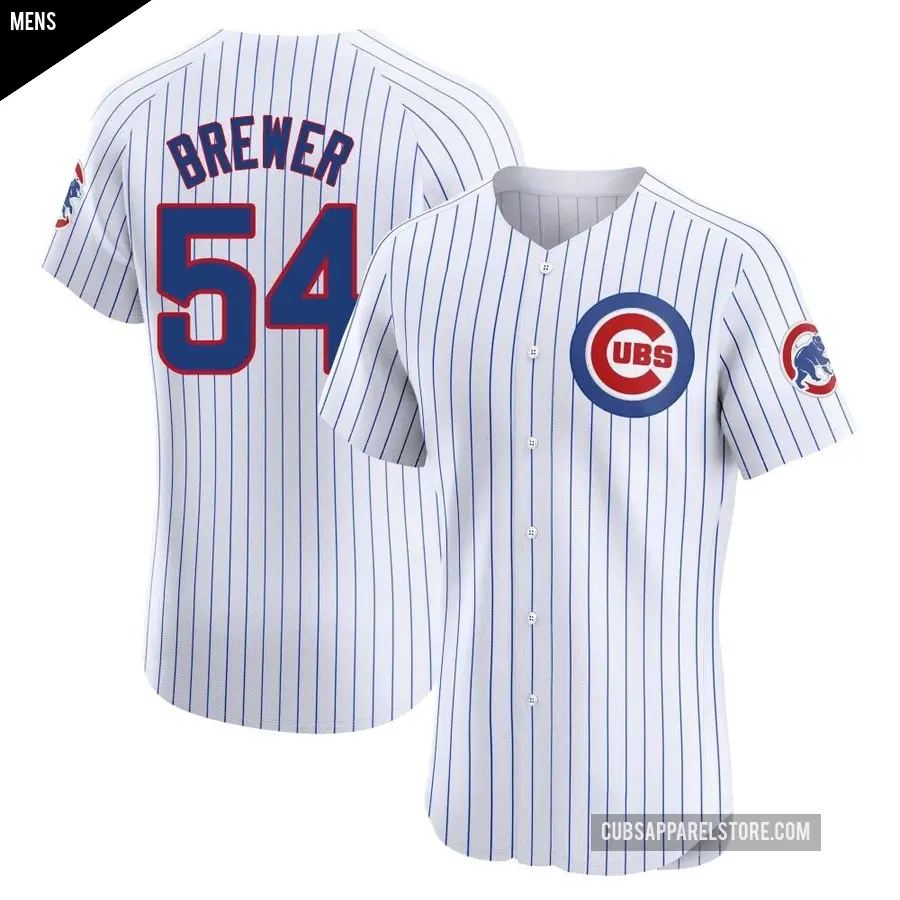 Men's Chicago Cubs ＃54 Colten Brewer Elite White Home Jersey