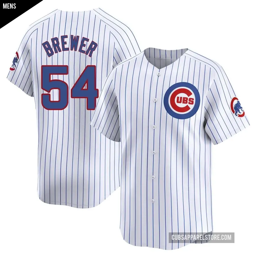 Men's Chicago Cubs ＃54 Colten Brewer Limited White Home Jersey